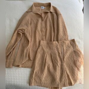 Princess Polly Textured Tan Matching Set